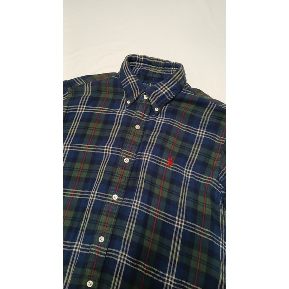 Polo Ralph Lauren Other - Polo Ralph Lauren Shirt Mens M Green Blue Tartan Plaid Cotton Lined‎ Classic Fit